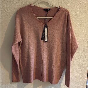 CHARLIE B Pink V-Neck Sweater Cozy Knit